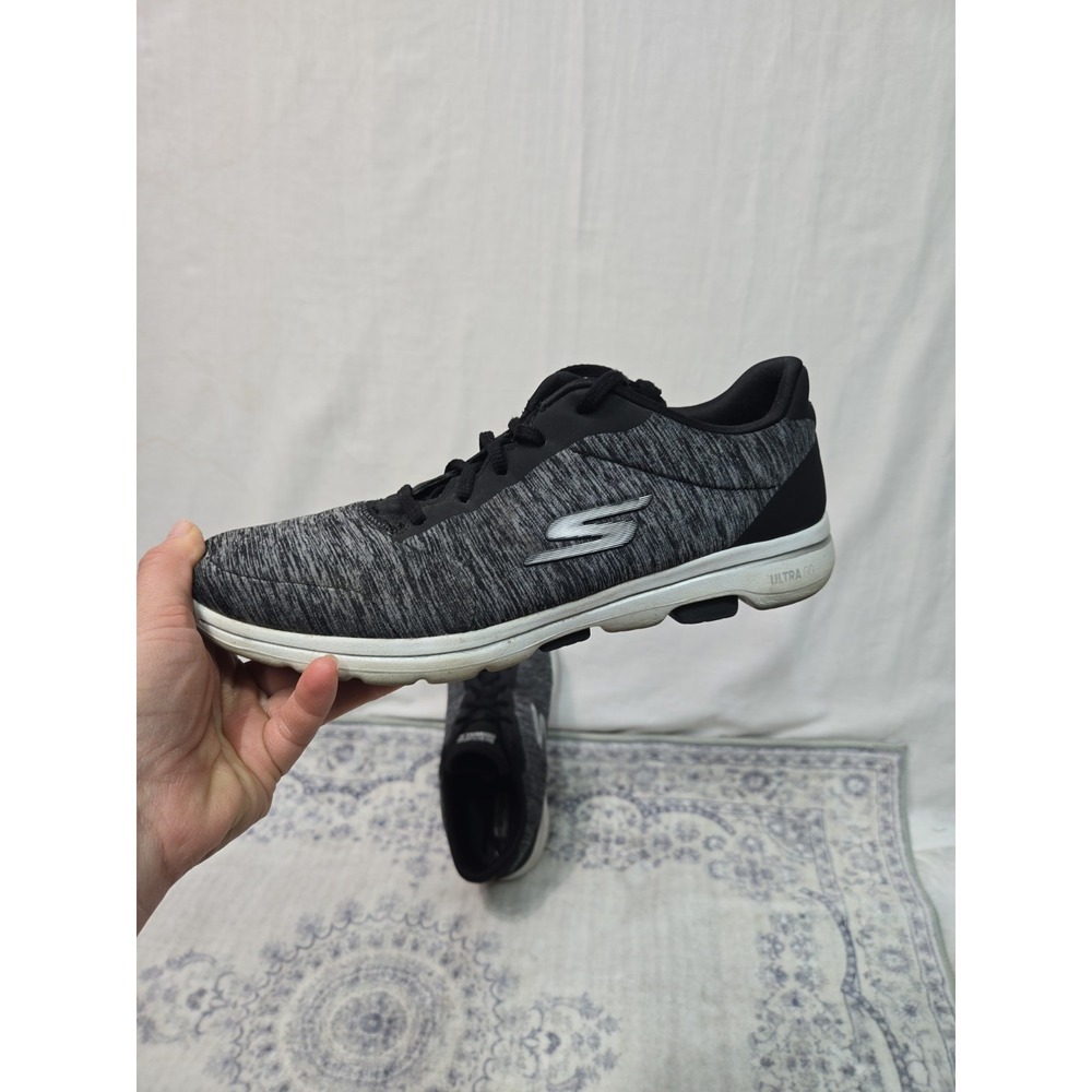 Skechers Ultra Go Mat Women's Shoes‎ 10 Black Gray Quick Fit Lace Up Sneakers